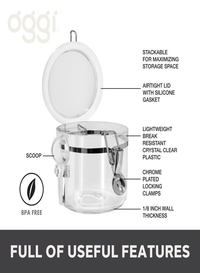 OGGI Clear Canister Airtight 28oz - Clamp Lid & Spoon - Airtight Food Storage Containers, Ideal for Kitchen & Pantry Storage of Bulk, Dry Food Including Flour, Sugar, Coffee, Rice, Tea, Spices & Herbs - Image 2