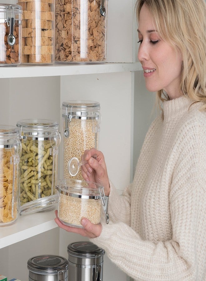 OGGI Clear Canister Airtight 28oz - Clamp Lid & Spoon - Airtight Food Storage Containers, Ideal for Kitchen & Pantry Storage of Bulk, Dry Food Including Flour, Sugar, Coffee, Rice, Tea, Spices & Herbs - Image 3