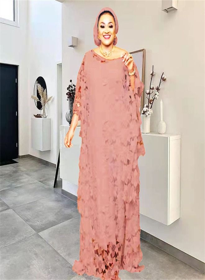 Loquat Women's Lace Loose Oversize Dress Pink 