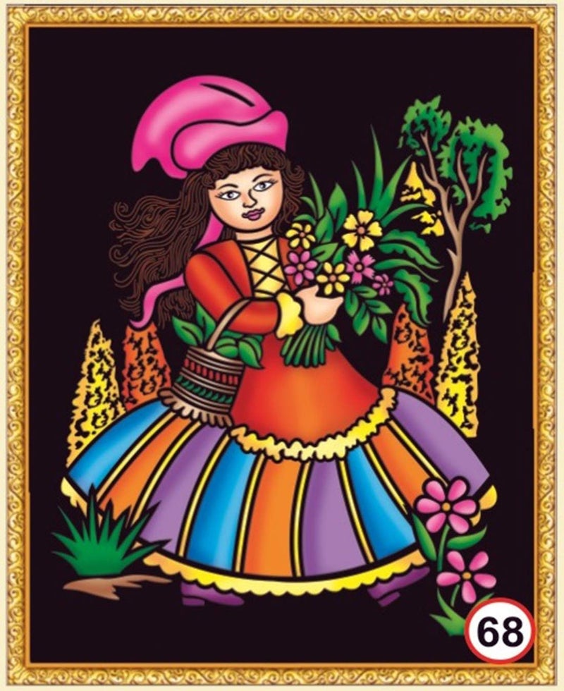 Rainbow DIY - Emboss Painting Kit, Khasi Lady, Medium(13x19 inch), Design No. 68 - Image 1