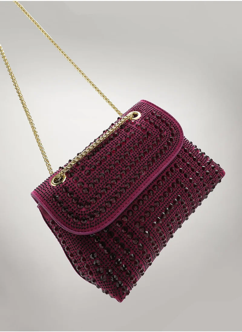 Haute Sauce All Over Studs Handbag - Burgundy