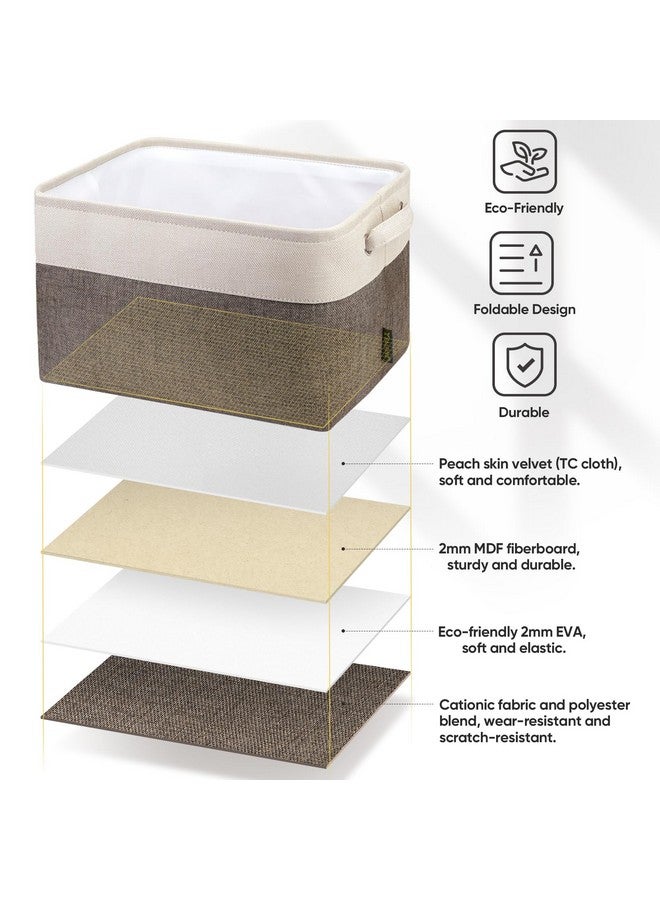 Baleine BALEINE 3 Pack Fabric Storage Bins for Shelves, Linen Storage Baskets for Organizing, Decorative Closet Bins for Clothes, Home (Brown, 15"x11"x9.5")  - Image 4