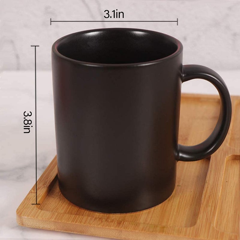 Smilatte 11 oz Matte Black Porcelain Coffee Mug, Classic Ceramic Cup with Hanlde for Latte Cappuccino Tea, Matt Black - Image 2