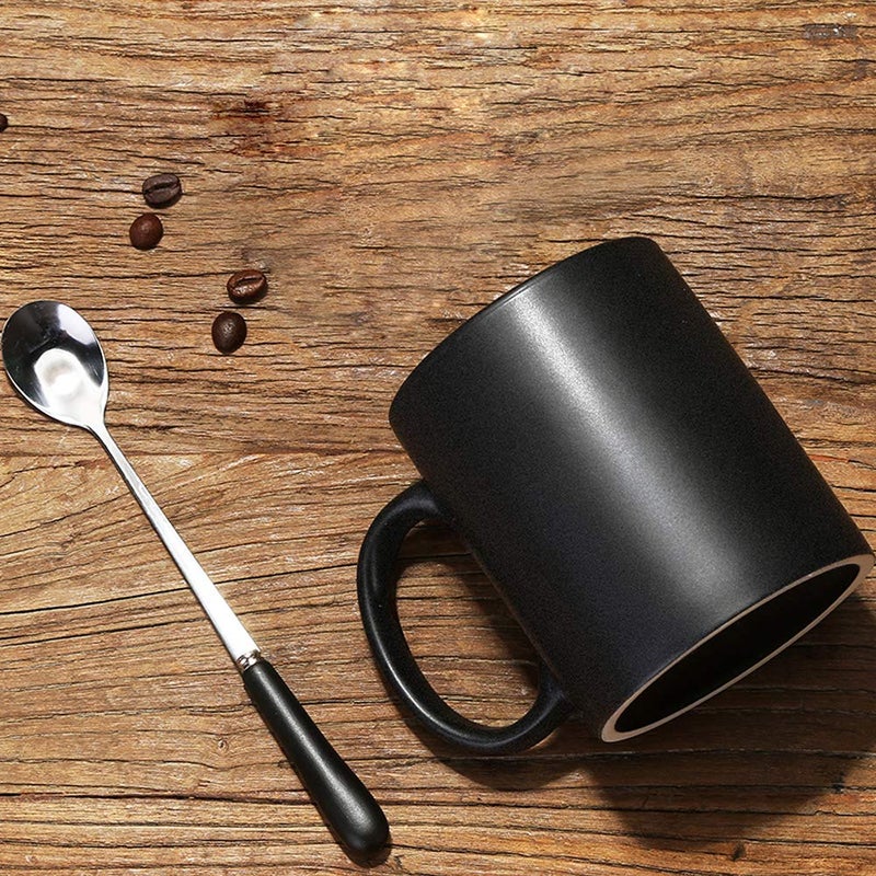 Smilatte 11 oz Matte Black Porcelain Coffee Mug, Classic Ceramic Cup with Hanlde for Latte Cappuccino Tea, Matt Black - Image 5