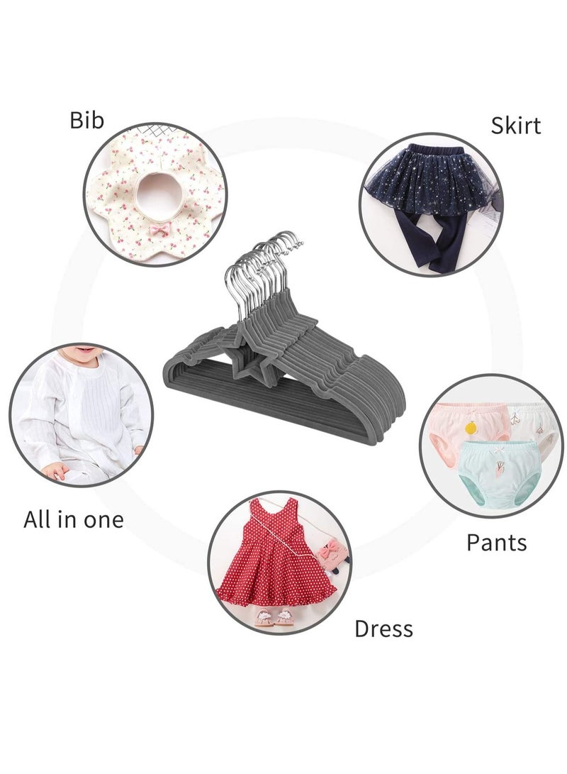 ManGotree15 Pack of Grey Star-Shaped Velvet Baby Clothes Hanger Children’s Coat Hanger Kids Clothes Hanger with Notched Shoulder and Non-Slip Design for Newborn to Toddler Cloth - Image 5
