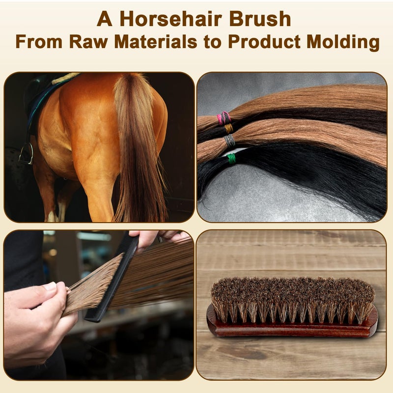 LYSSRA 3-Piece 100% Horse Hair Shoe Brush Kit for Leather Care â€“ Professional Dauber Applicators and Polishing Brushes with Cleaning Cloth for Leather Shoes, Boots, Bags, Jackets & Car Detailing - Image 3