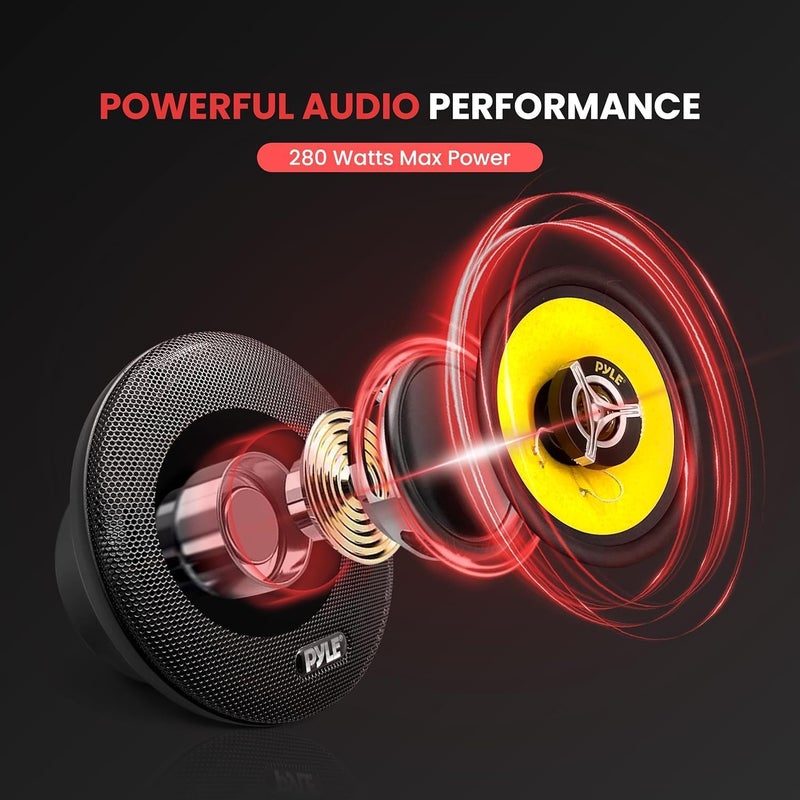 Pyle Car Three Way Speaker System - 6.5 Inch 280 Watt 4 Ohm Mid Tweeter Component Speakers (Pair) - Image 2