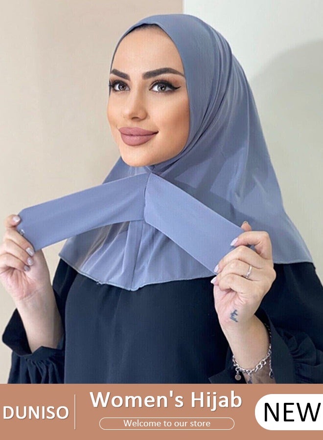 DUNISO Instant Hijab Button Design, Suillty Fashion Muslim Hijab for Women, Instant Snap Fastener Hijab Inner Cap, Full Cover Head Wraps Scarf, Islam Turban Caps - Image 1