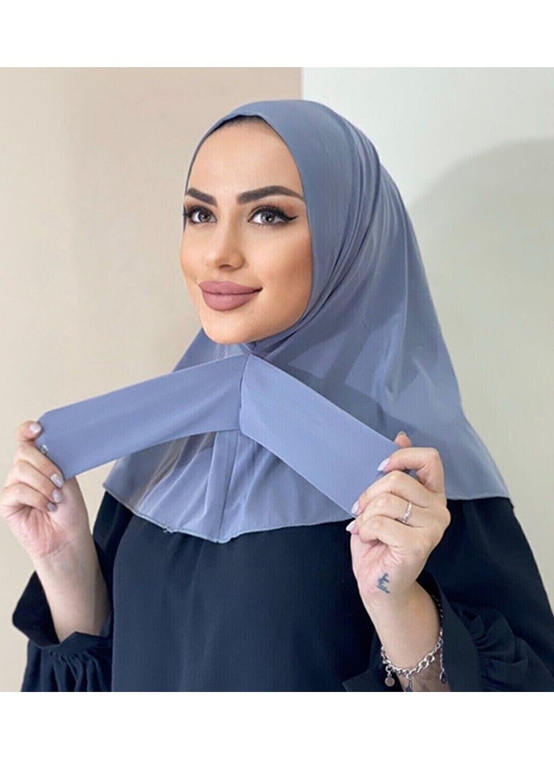 DUNISO Instant Hijab Button Design, Suillty Fashion Muslim Hijab for Women, Instant Snap Fastener Hijab Inner Cap, Full Cover Head Wraps Scarf, Islam Turban Caps 