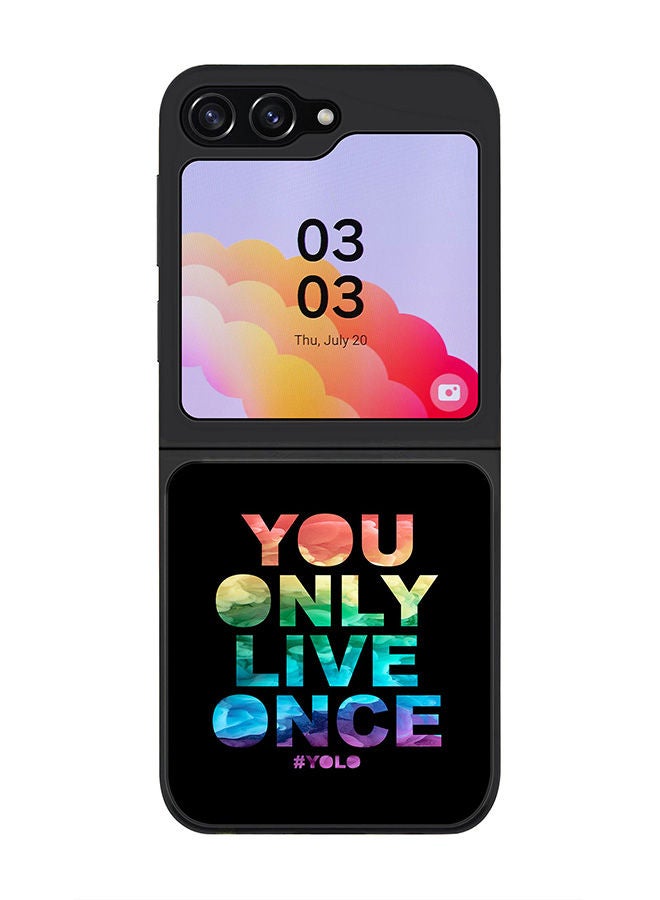 Stylizedd Rugged Black edge case for Samsung Galaxy Z Flip5, Slim fit Soft Case Flexible Rubber Edges Anti Drop TPU Gel Thin Cover -  YOLO - Image 1