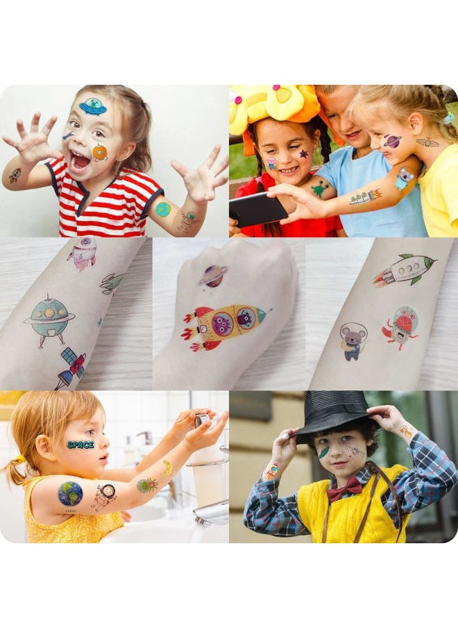 FATHER.SON - 120+ Pieces Space Temporary Tattoos for Kids, 24 Sheets Planet Birthday Party Decoration, Rocketship Universe Sun Moon Tattoos Sticker for Children Boys Party Favors Supplies - Image 1