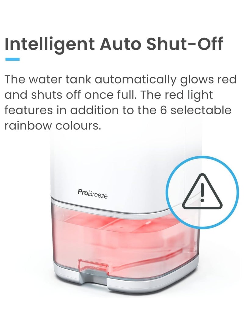 Pro Breeze - Pro Breeze 1000ml Dehumidifier with 4-Hour Timer, Auto Shut-Off, LED Light, Portable Mini Air Dehumidifier for Damp, Mould and Moisture in Kitchen, Bedroom, Bathroom, Caravan, Garage, Basement - Image 1