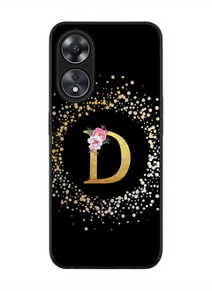 Stylizedd Cover for Oppo A78 5G /Oppo A58 5G Case , Rugged Black Slim fit Phone Cases - Custom Monogram Initial Letter Floral Pattern Alphabet -D (Black)  - Image 1