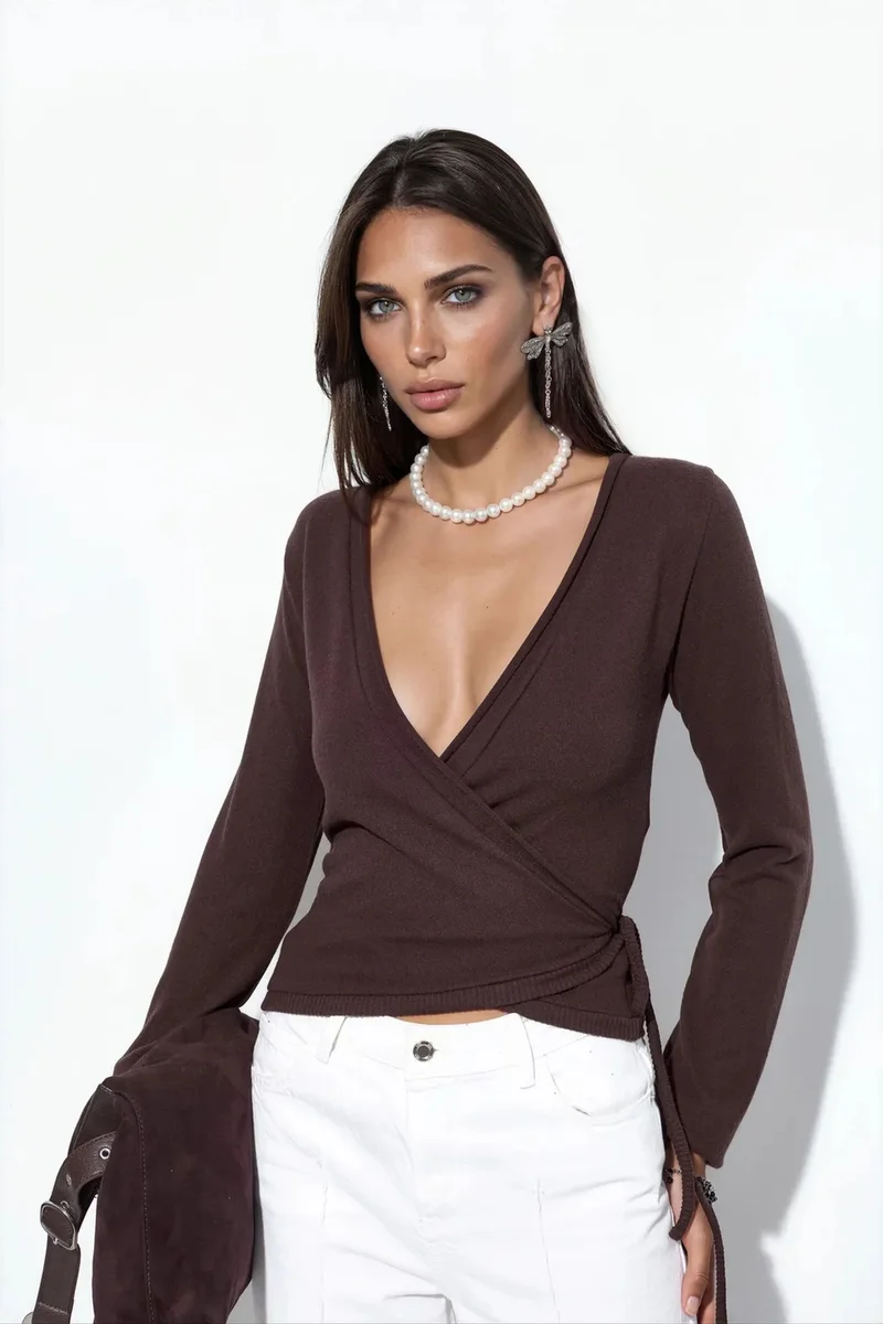 BUSEM Belted Ribbed Knit Cardigan