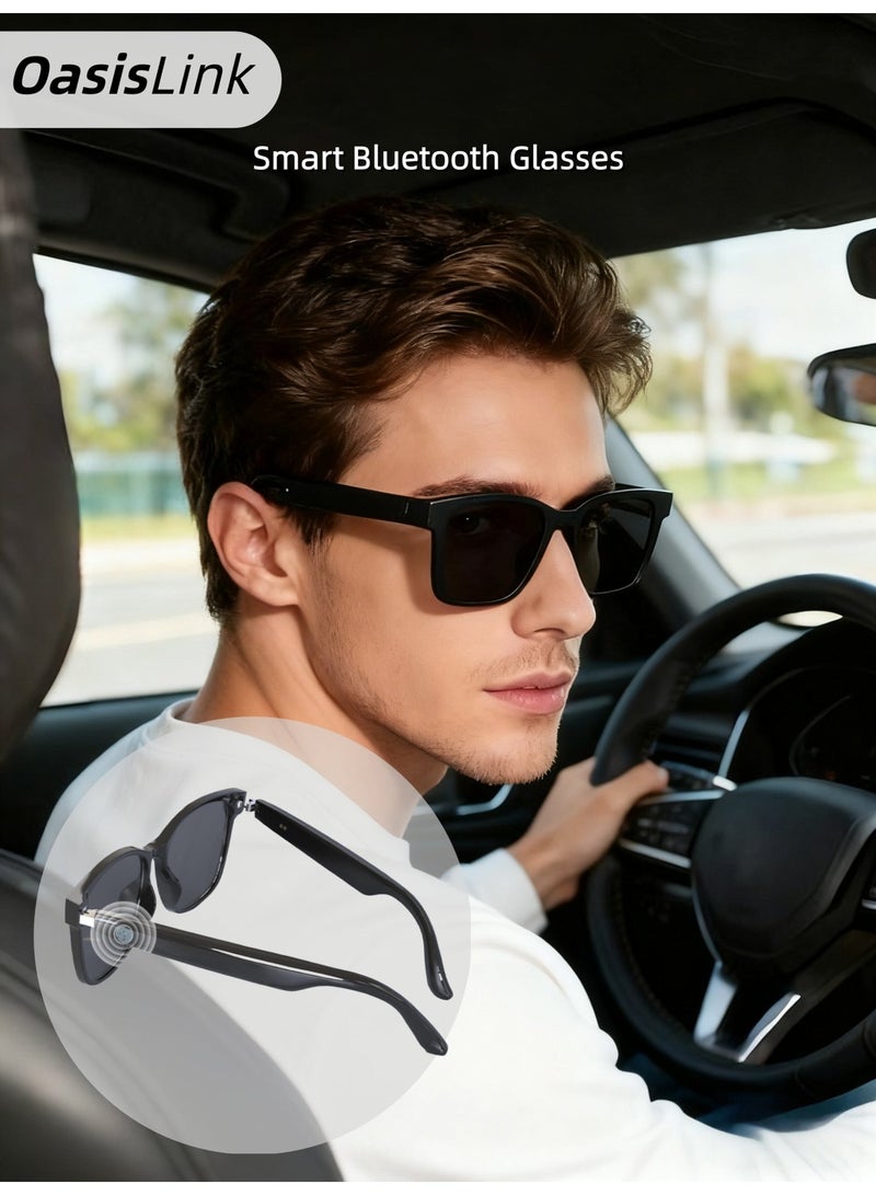 Black AI Bluetooth Sunglasses: Polarized lenses + UV protection, Bluetooth 5.4 + speaker, 144 language translation + AI chat + voice control + music, integrated translation glasses and earphones functions, suitable for sports and outdoor activities - Image 1