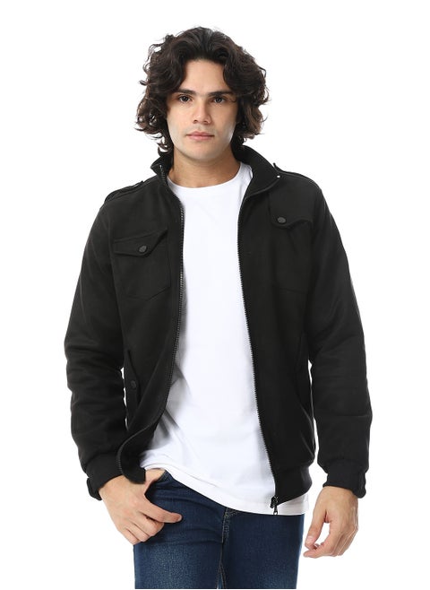 Mens Chmois Lining Jacket With Zipper And Front Pockets