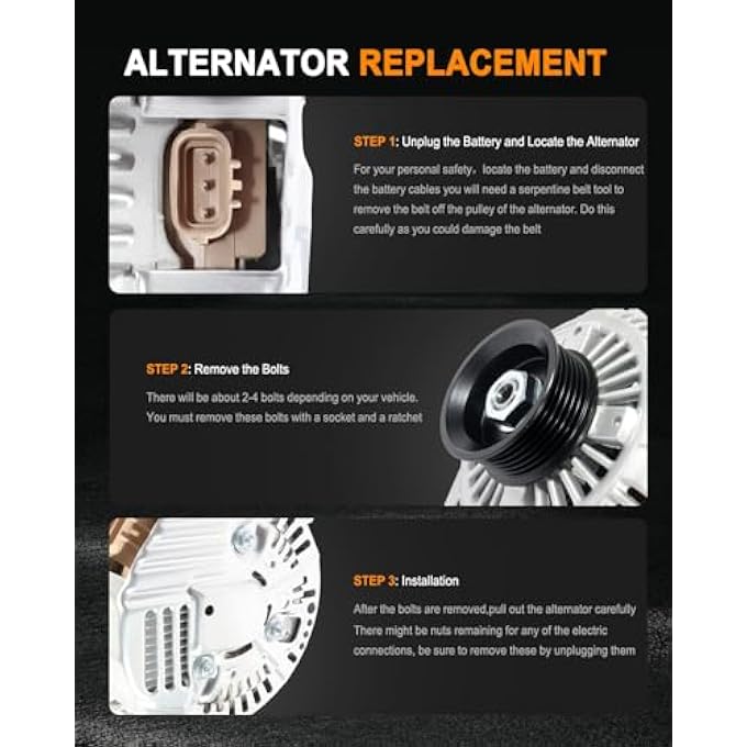 ASAPE 13844 High Output Replacement New Alternator Fit for 2001-2003 for Toyota Highlander 3.0L 1999-2003 for Lexus RX300 3.0L, Replace OE AND0184 101211-7840 102211-0590 102211-0840 - Image 5