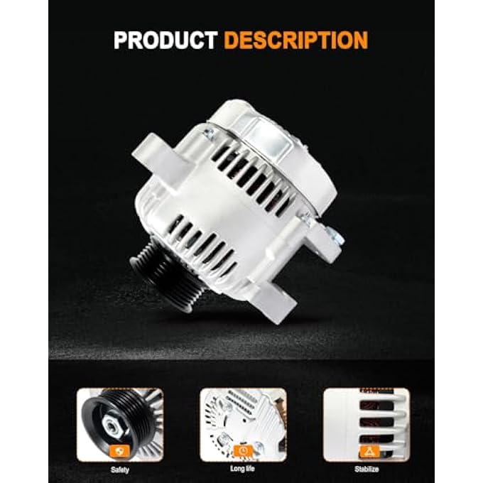 ASAPE 13844 High Output Replacement New Alternator Fit for 2001-2003 for Toyota Highlander 3.0L 1999-2003 for Lexus RX300 3.0L, Replace OE AND0184 101211-7840 102211-0590 102211-0840 - Image 4