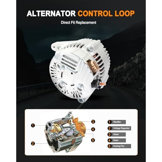 ASAPE 13844 High Output Replacement New Alternator Fit for 2001-2003 for Toyota Highlander 3.0L 1999-2003 for Lexus RX300 3.0L, Replace OE AND0184 101211-7840 102211-0590 102211-0840 - Image 3
