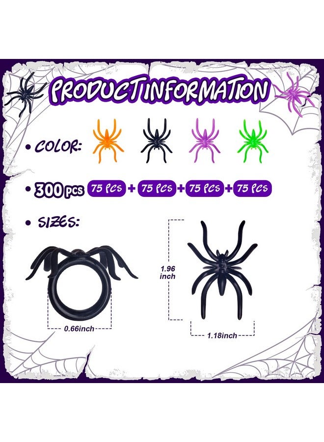 ماكس فن 300 قطعة حلقات العنكبوت حلقات الهالوين للأطفال هدايا الحفلات 1.96 بوصة حلقات العنكبوت البلاستيكية السائبة للأطفال إكسسوارات تنكرية زخارف حفلات الهالوين المورد - Image 3