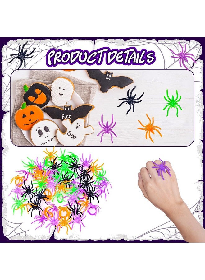 ماكس فن 300 قطعة حلقات العنكبوت حلقات الهالوين للأطفال هدايا الحفلات 1.96 بوصة حلقات العنكبوت البلاستيكية السائبة للأطفال إكسسوارات تنكرية زخارف حفلات الهالوين المورد - Image 2