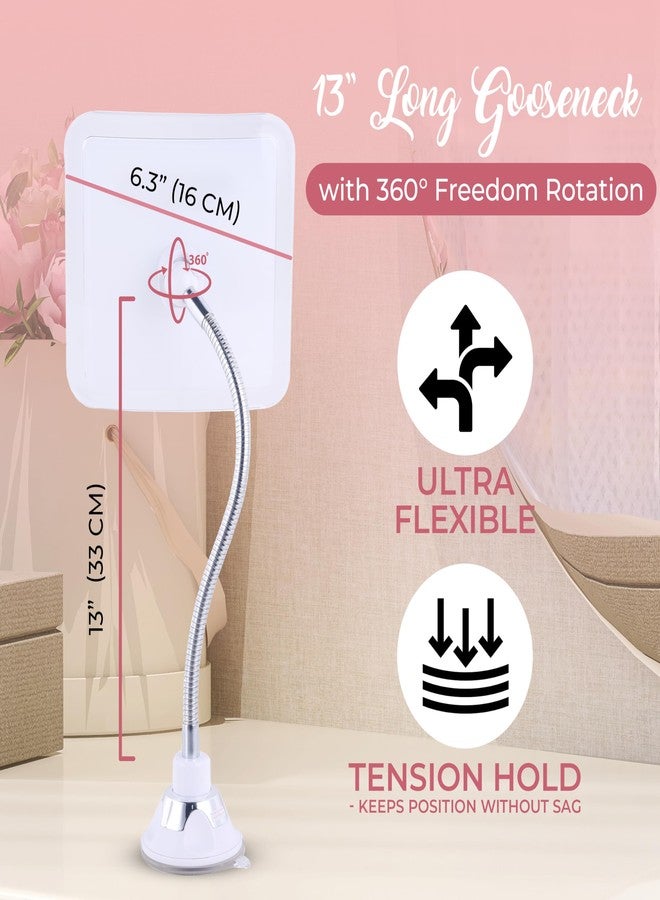 MIRRORVANA Flexible 10X Magnifying Makeup Mirror with Adjustable Gooseneck and Suction Cup - 2 in 1 Table Mirror and Wall Mount Mirror for Vanity and Bathroom Use - 6.3 x 6.3 Inch (Square) - Image 5