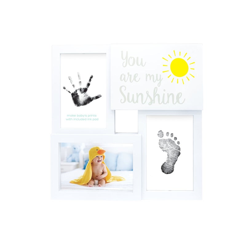 Tiny Ideas You are My Sunshine Baby Prints Collage Keepsake Frame with Included Ink Pad, Newborn Handprint and Footprint Maker, Baby Pictures, Nursery Decor - Image 1