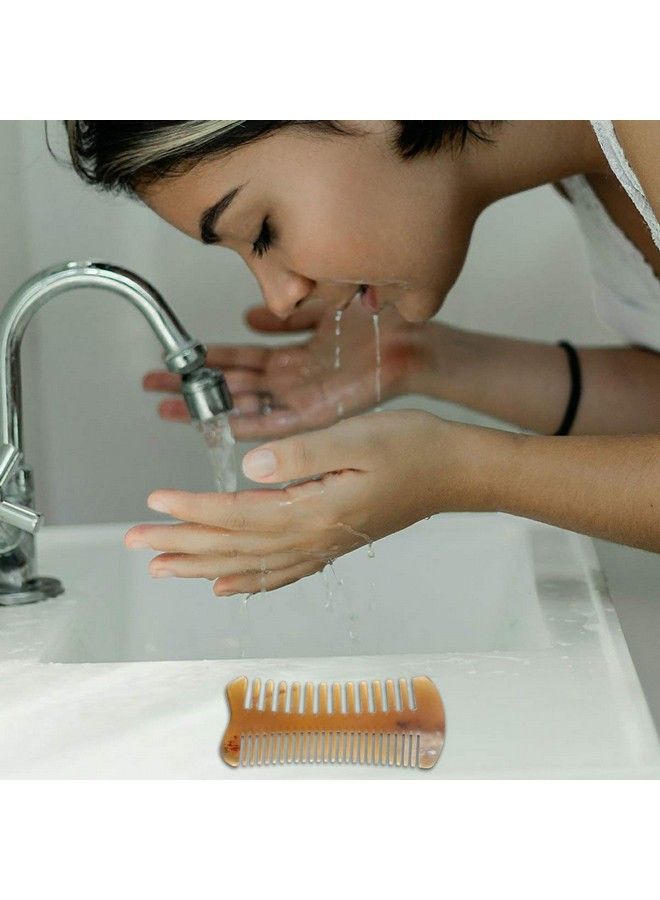 Lurrose Ox Horn Comb Handmade Doublesided Wide Tooth Pocket Horn Comb Antistatic Massage Comb Hair Care Comb For Men Women Adults - Image 3