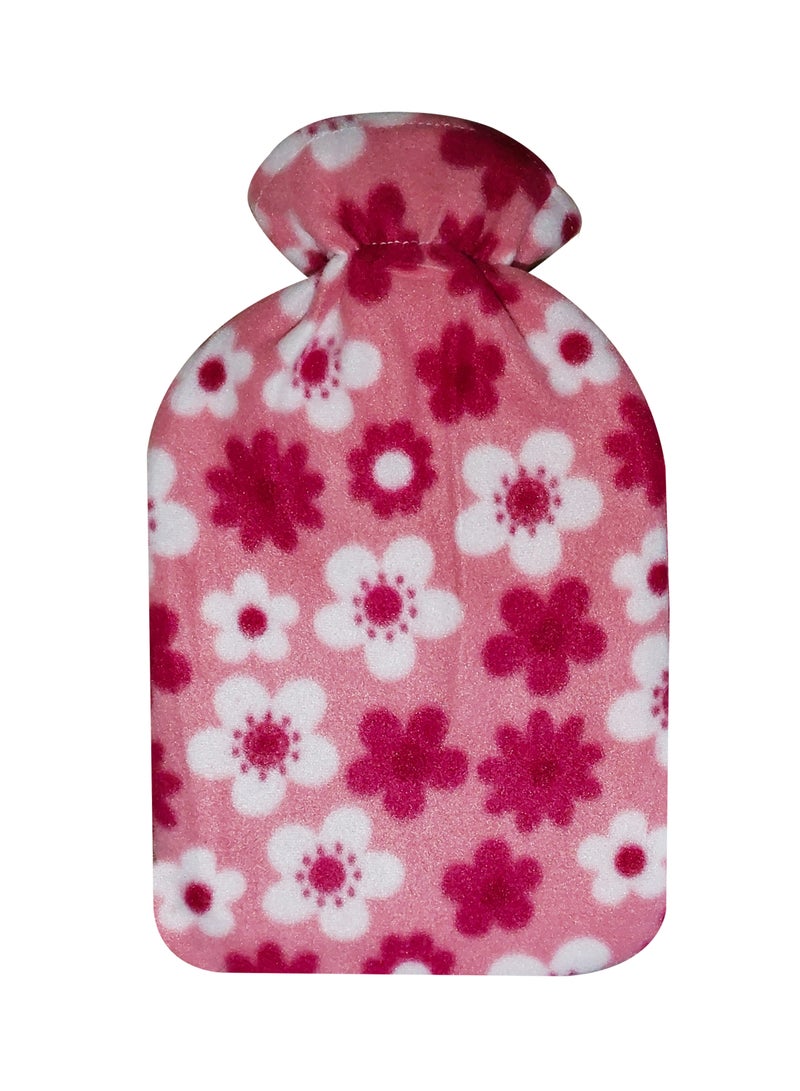 Cold and Hot Water Bag Compress with Flower Pink Cover for Pain Relief Menstrual Cramps Hand Shoulder Pain Feet Warmer Aches and Sports Injuries 2L Non Toxic Natural Rubber