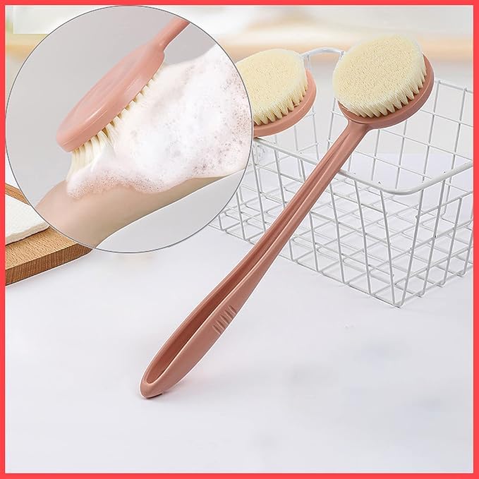 BROGBUS Long Handle Bath Brush Body Scrubber with Soft Bristles Back Massager Spa Scrubber (Pink Color, Pack of 1) - Image 3