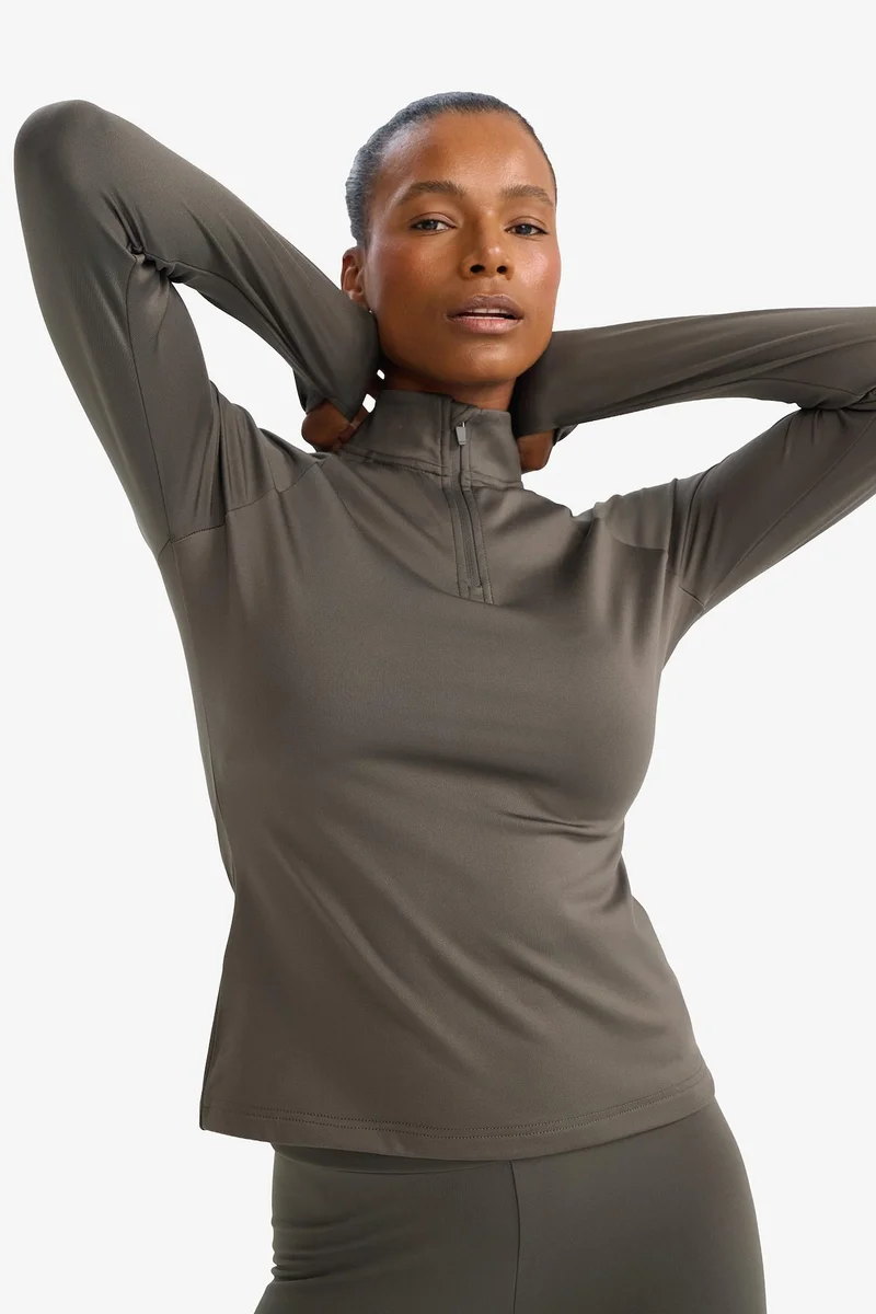 Defacto  Standard Fit Stand Collar Sports Long Sleeve T-Shirt for Women | Best Price UAE