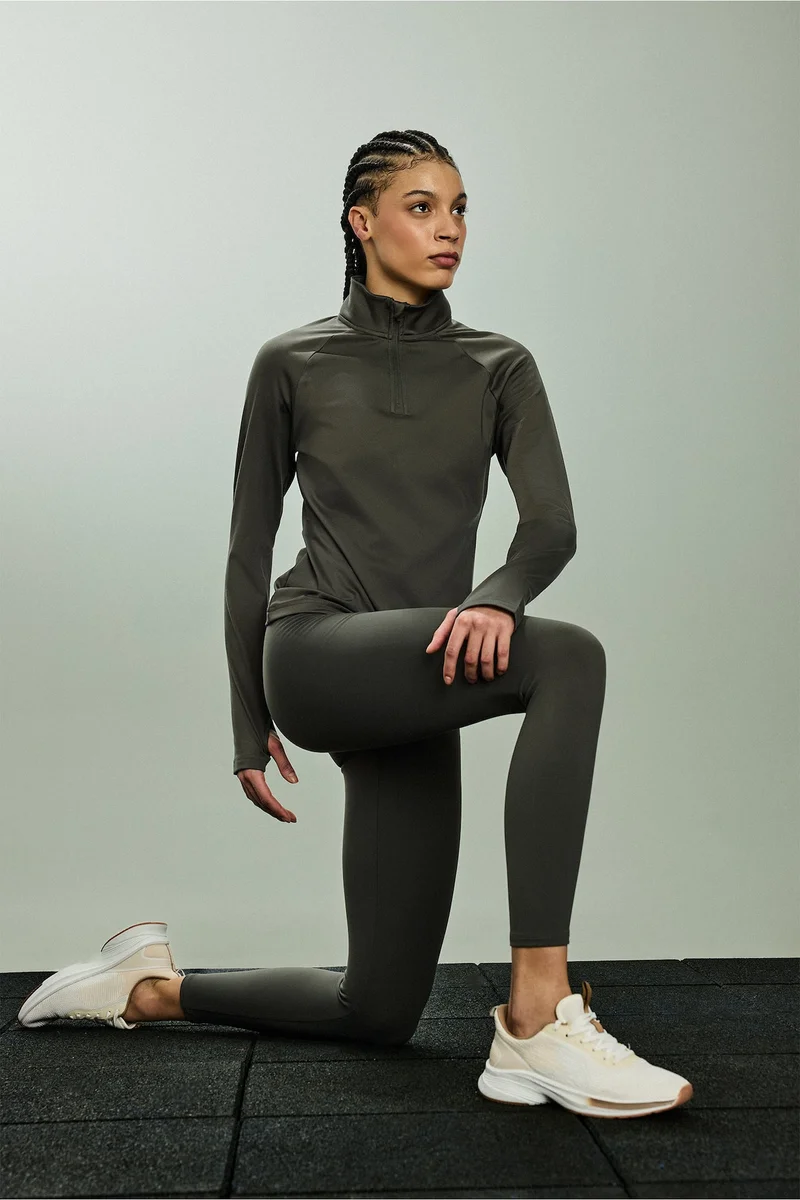 Defacto  Standard Fit Stand Collar Sports Long Sleeve T-Shirt for Women | Best Price UAE