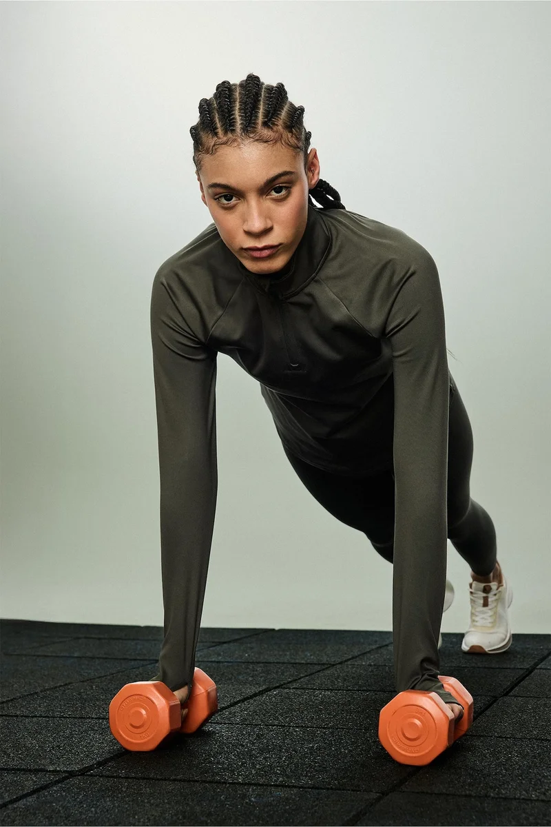 Defacto  Standard Fit Stand Collar Sports Long Sleeve T-Shirt for Women | Best Price UAE