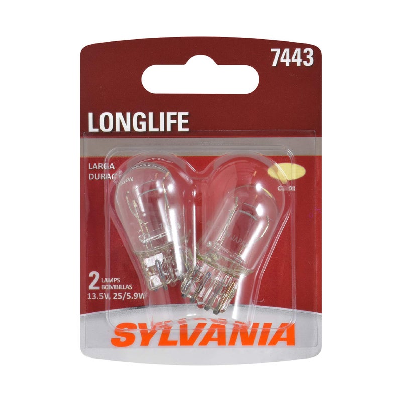 SYLVANIA 7443 Long Life Miniature Bulb Ideal for Daytime Running Lights DRL and BackUpReverse Lights Contains 2 Bulbs