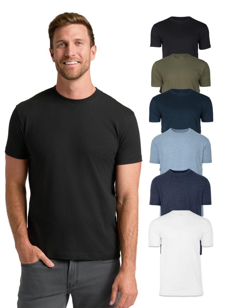 True Classic Mens T-Shirts – Short Sleeve Crew Neck T Shirts for Man, Cotton Blend Plain Novelty Men's T-Shirts, Pack of 6, Variety, L - Image 1
