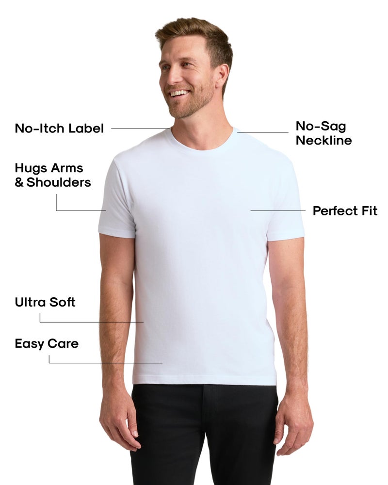 True Classic Mens T-Shirts – Short Sleeve Crew Neck T Shirts for Man, Cotton Blend Plain Novelty Men's T-Shirts, Pack of 6, Variety, L - Image 2