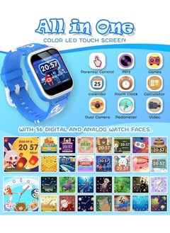 Generic Kids Smart Watch,Multifunction Rechargeable Touch Screen Toddler Watch,Gaming and Music Player Educational Toys, Birthday Gifts for Girls Boys Ages 6-12(Blue)  - Image 3