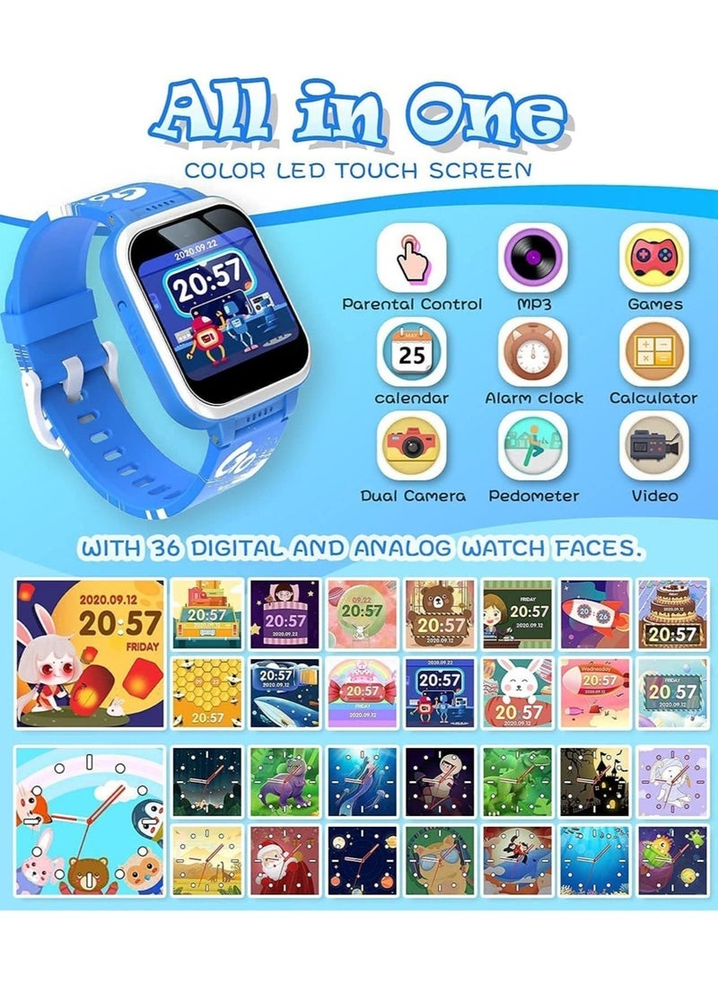 Generic - Kids Smart Watch,Multifunction Rechargeable Touch Screen Toddler Watch,Gaming and Music Player Educational Toys, Birthday Gifts for Girls Boys Ages 6-12(Blue) - Image 1