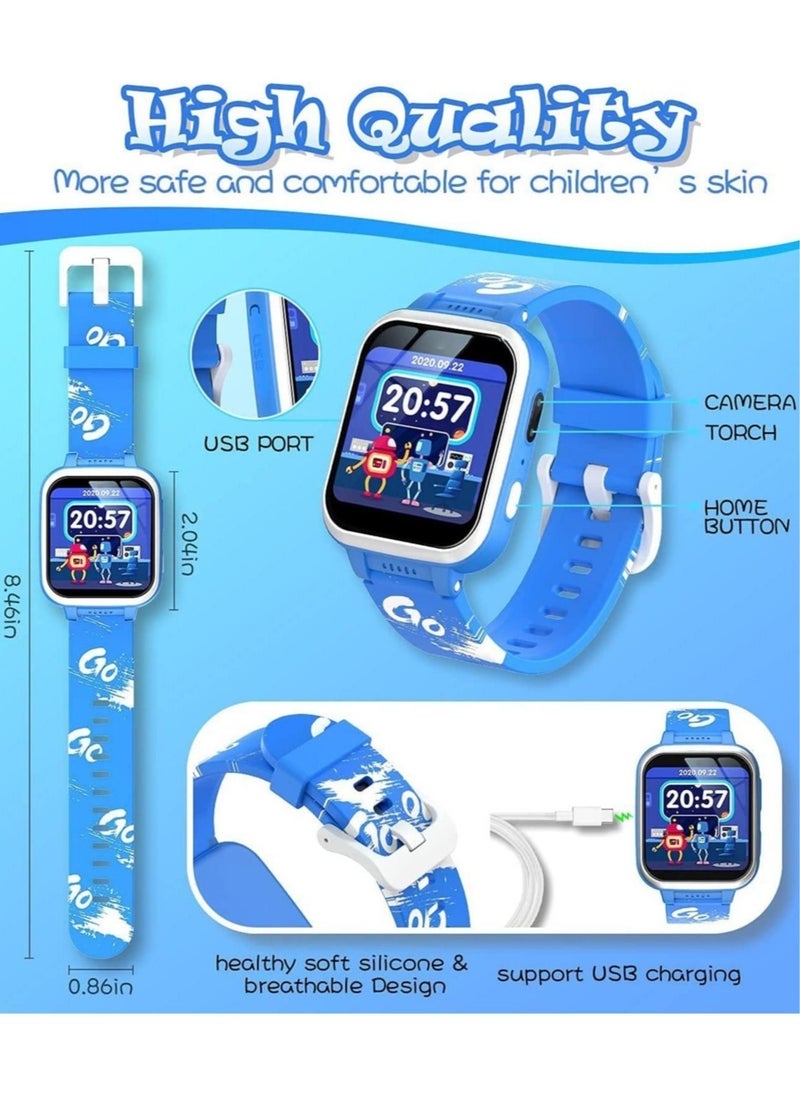 Generic - Kids Smart Watch,Multifunction Rechargeable Touch Screen Toddler Watch,Gaming and Music Player Educational Toys, Birthday Gifts for Girls Boys Ages 6-12(Blue) - Image 1