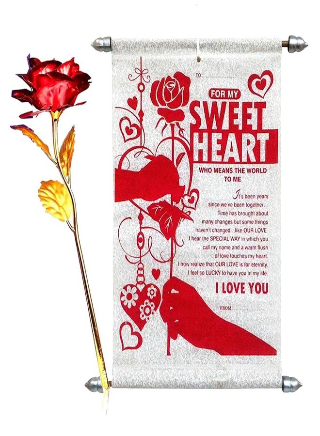 Saugat Traders Red Rose Flower with Love Message Card Romantic Gift for Girlfriend, Boyfriend, Husband, Wife, Fiancee, Lover on Valentine Day - Rose - Propose Day Gift - Image 1