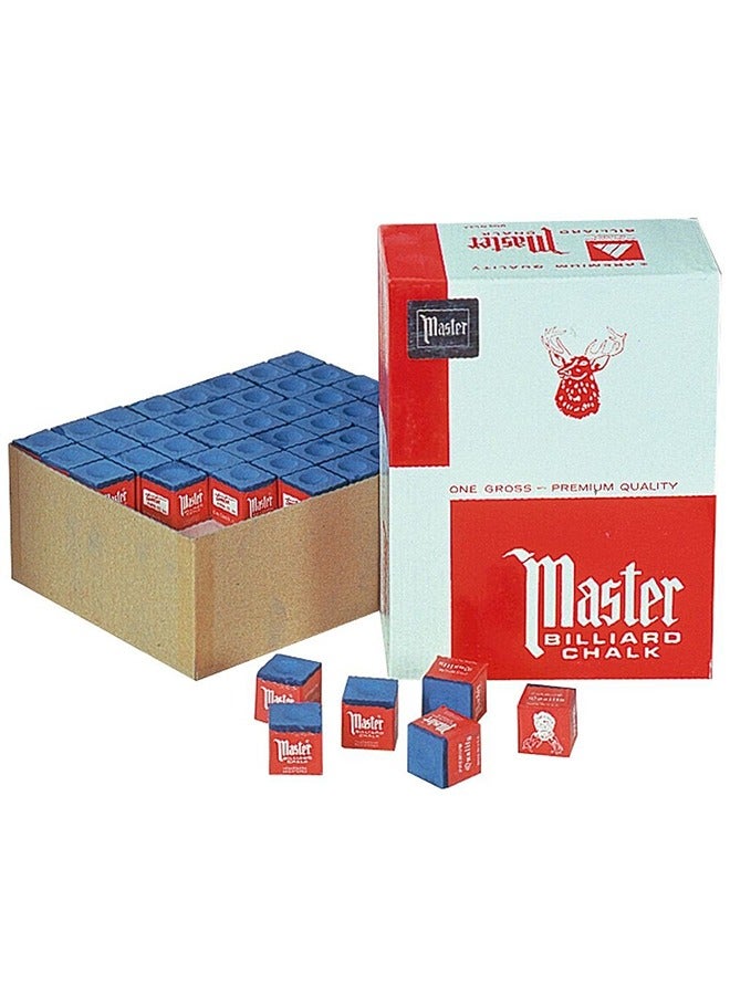 Yalla HomeGym Homegym Master Billiard Pool Cue Chalk Box Of 144 Pieces Blue Cubes Tournament Quality Snooker Or Pool Cue Tips Chalks  - Image 1