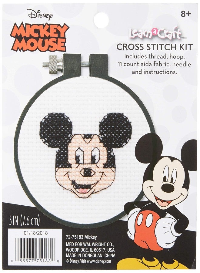 Dimensions Disney Mickey Mouse Counted Cross Stitch Kit for Beginners, 11 Count White Aida, 3''D - Image 1