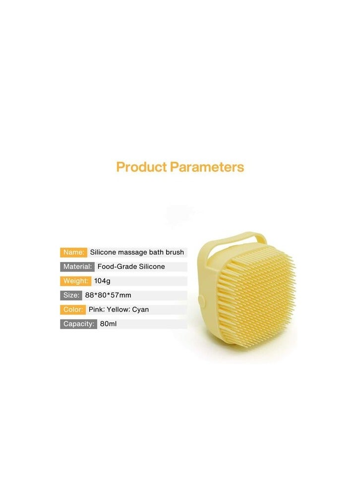 PROMASS Silicone Massage Exfoliating Bath & Shower Brush With Soap Dispenser, Silicone Bath Scrubber With Ultra Soft Texture, Easy To Clean, Lathers Well, Eco Friendly, Long Lasting. (Yellow)  - Image 2