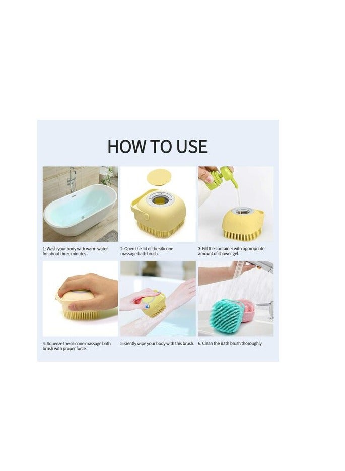 PROMASS Silicone Massage Exfoliating Bath & Shower Brush With Soap Dispenser, Silicone Bath Scrubber With Ultra Soft Texture, Easy To Clean, Lathers Well, Eco Friendly, Long Lasting. (Yellow)  - Image 3