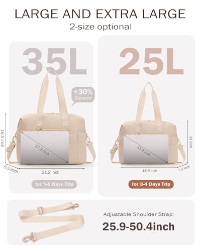 Tuwubi Travel Duffel Bag Puffer Gym Bag for Women Weekender Overnight Bags Carry On Luggage Tote Hospital Bag for Women Labor Delivery with Toiletry Pouch Pink M - Image 3