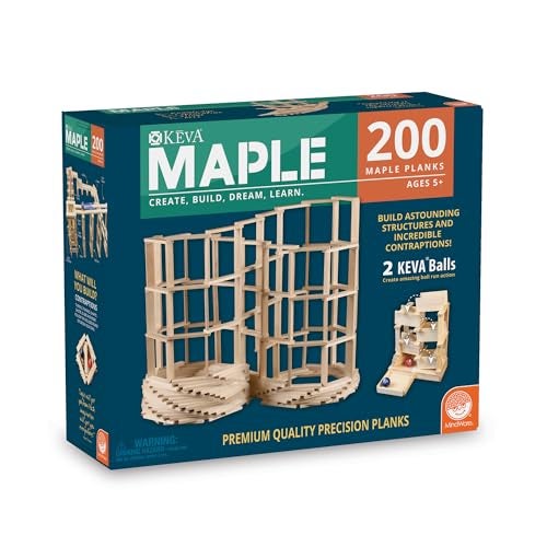 MindWare KEVA Maple 200 Plank Wooden Building Blocks Set FreeForm 3D Structure Building Set for Kids - Image 1