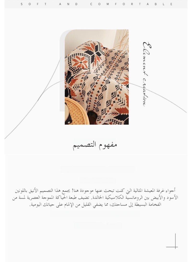 أريكة فردية أمريكية على طراز بوهيمي مع بطانية منشفة غطاء أريكة ريفي غطاء كرسي قطعة واحدة - Image 3