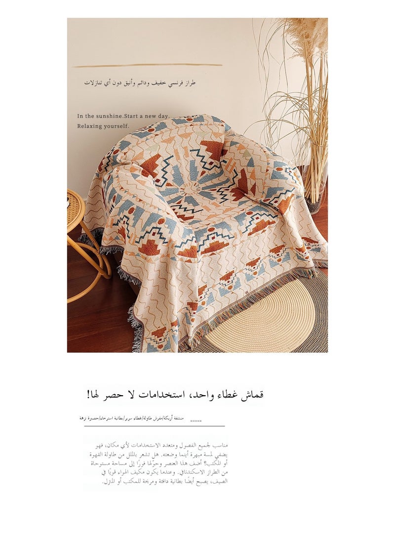 أريكة فردية أمريكية على طراز بوهيمي مع بطانية منشفة غطاء أريكة ريفي غطاء كرسي قطعة واحدة - Image 4