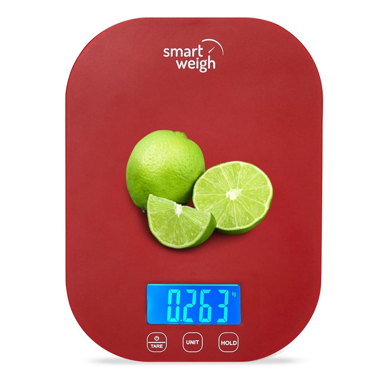 Smart Weigh Red Digital Kitchen Scale for Cooking Weight Loss Calorie Tracking Baking Food Portion Control and Meal Prep  Accurate Measurements in Grams and Ounces