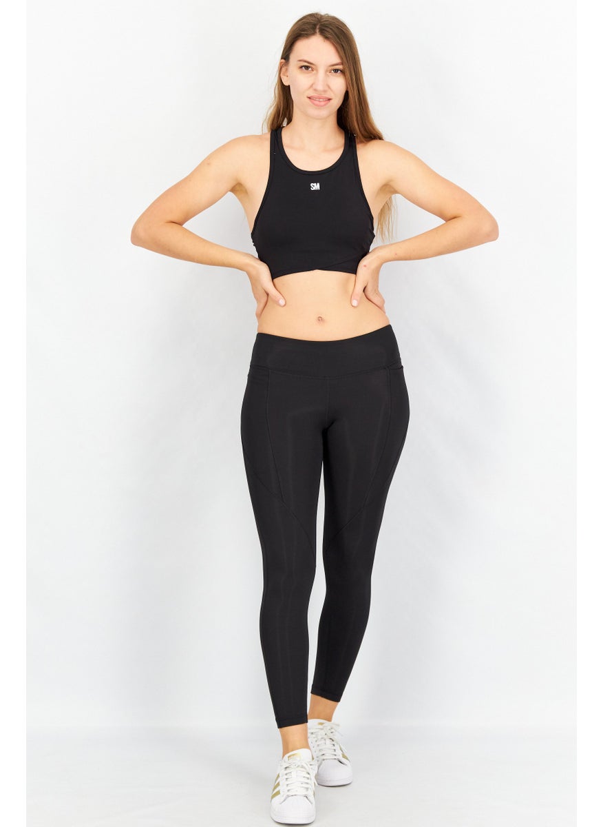 STEVE MADDEN - Women Padded Unlined Sports Bra, Black - Image 1